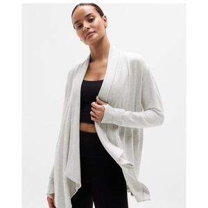 Athleta Pranayama Wrap Cardigan Light Grey Heather Open Front 777944 Small NWOT